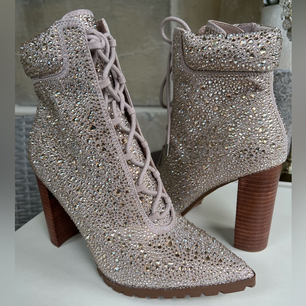 Beautiful rhinestone boots!! Tan and multicolored. Brand new. No box